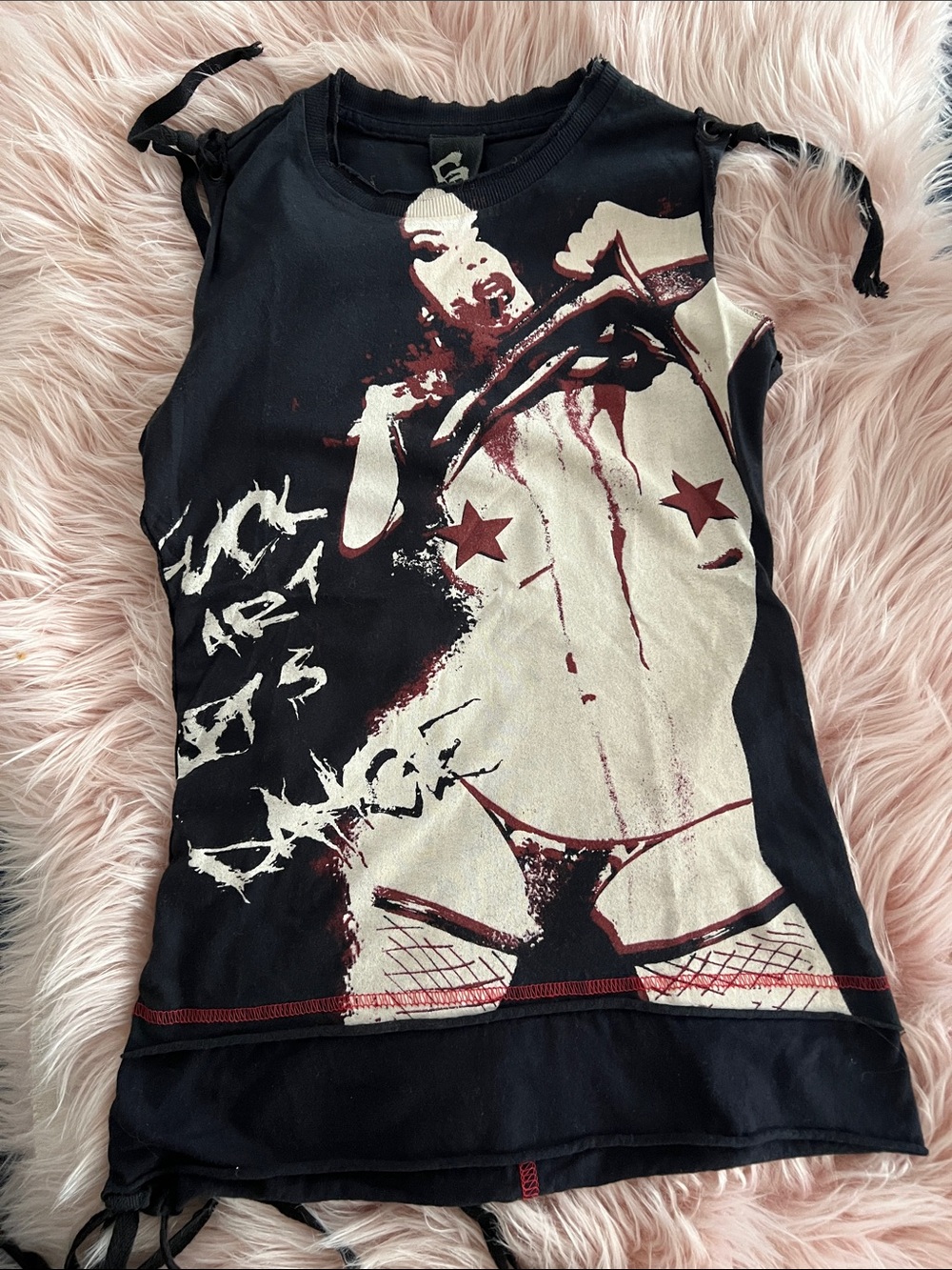 Vintage Lip Service Graphic tank Black Sleeveless RARE goth punk LA